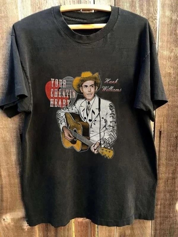 Vintage 90s Hank Williams Sr. T-shirt Cheatin Heart Shirt S-5XL reprint
