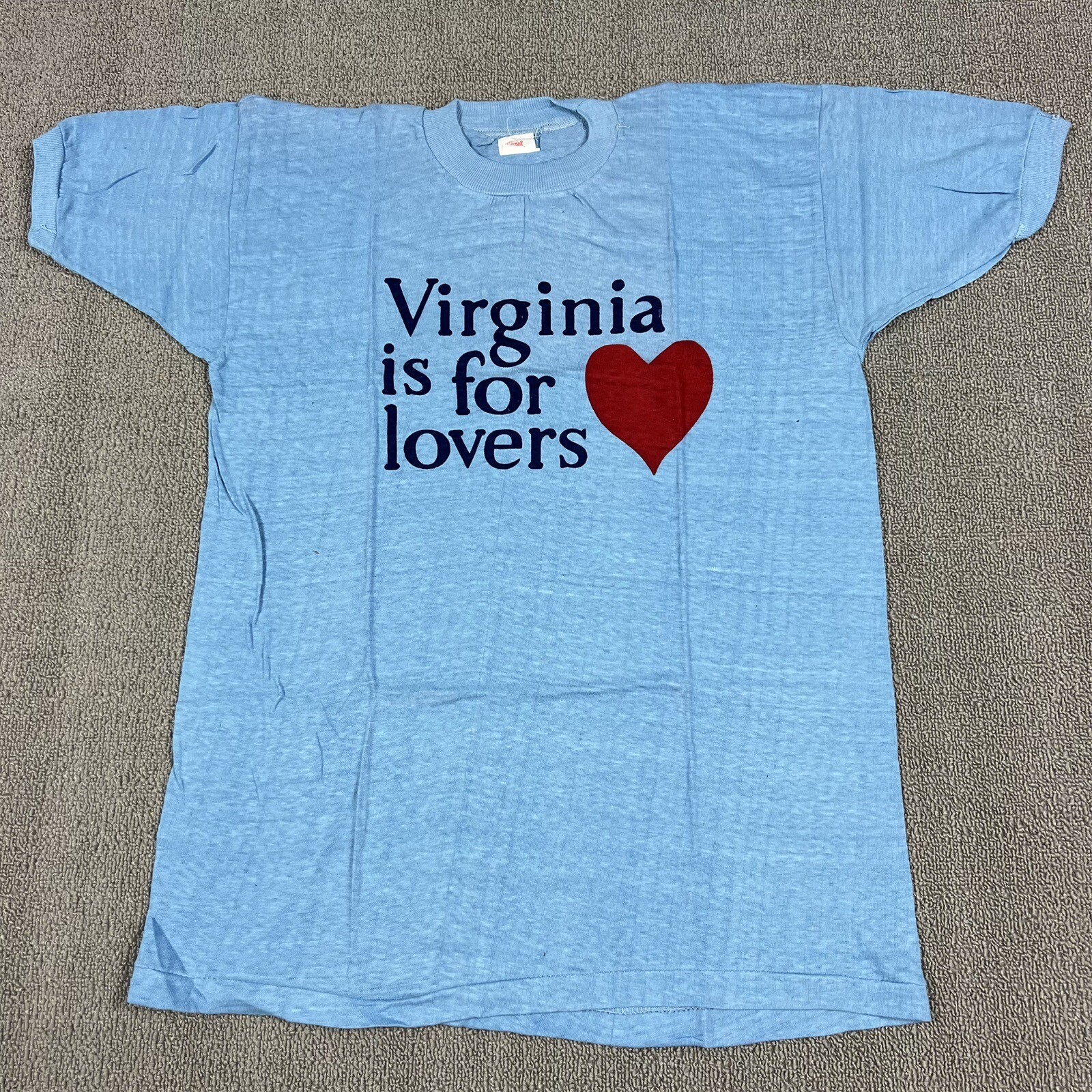 Vintage 70’s Virginia Is For Lovers T Shirt Single Stitch Men’s NOS Blue Hanco