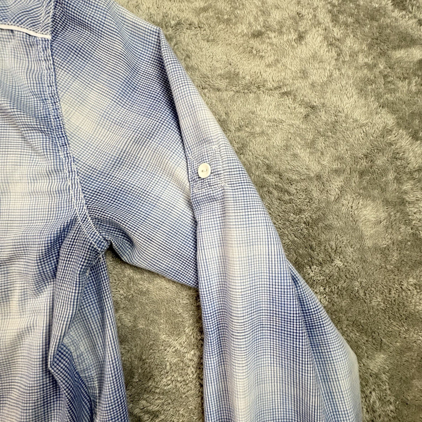 Helix Men’s M Light Blue Gingham LS Button Up Roll Tab Shirt SEE DESCRIPTION