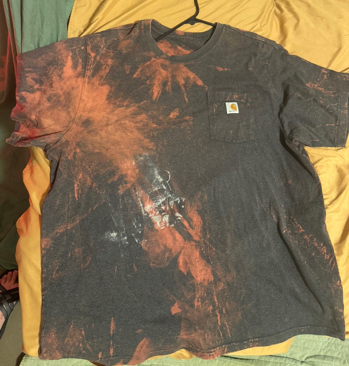 Carhartt Men’s 2XL Custom Bleach Dye Gray Black Crew Neck Short Sleeve T-Shirt