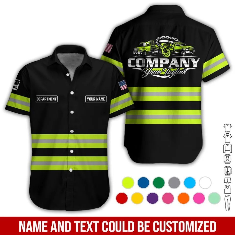 Custom Tow Truck Driver Hawaiian Shirt Personalized Name Work Uniform Gift