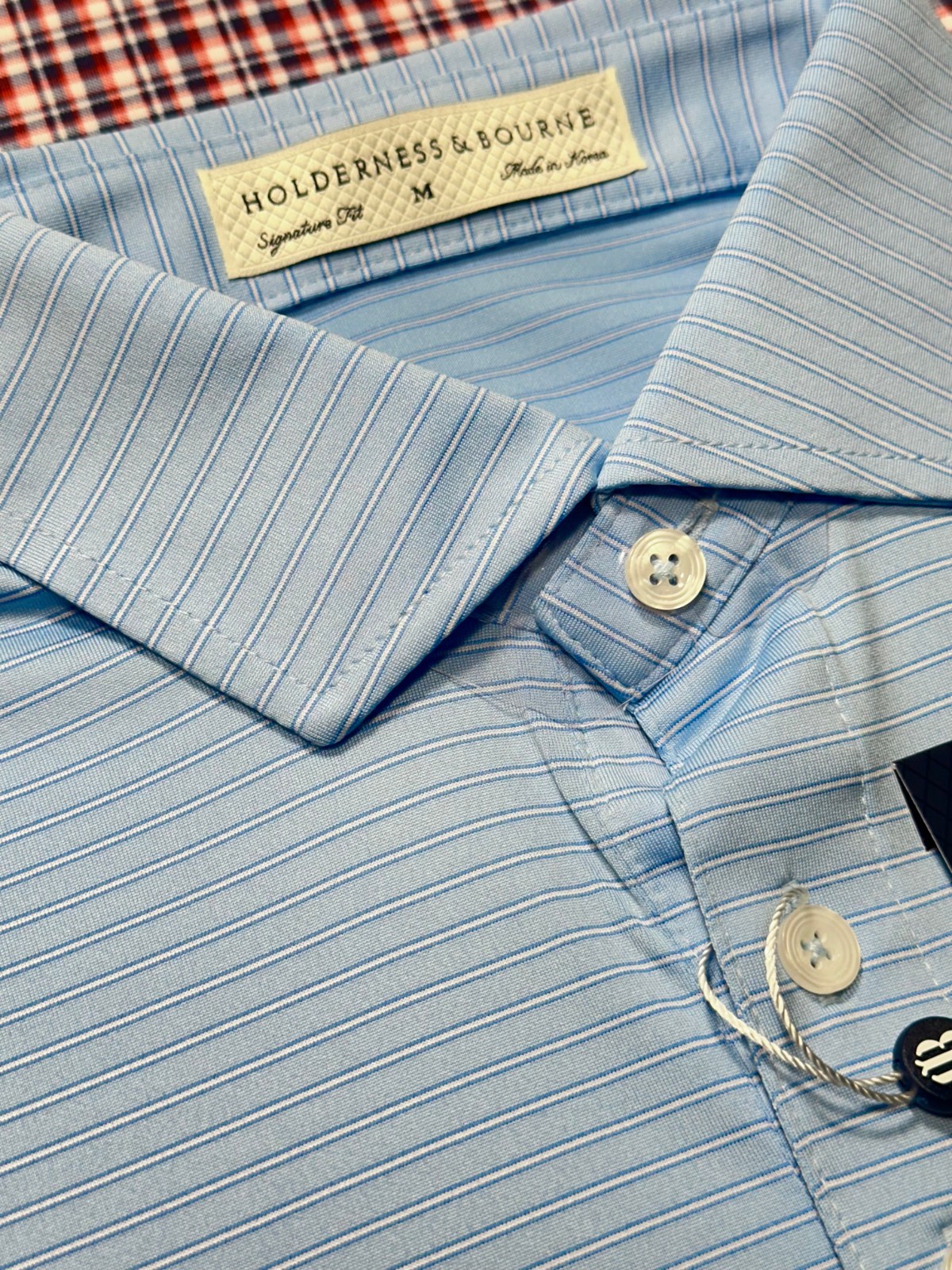 Holderness & Bourne Striped -Blue Golf Polo Shirt Men’s M Tailored Fit