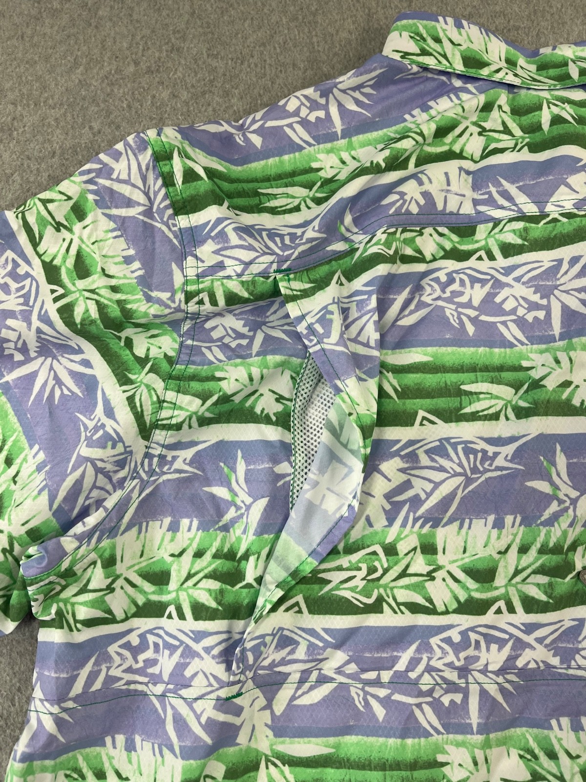 Columbia PFG Super Slack Tide Camp Shirt Mens 2XL Green Short Sleeve Omni Wick
