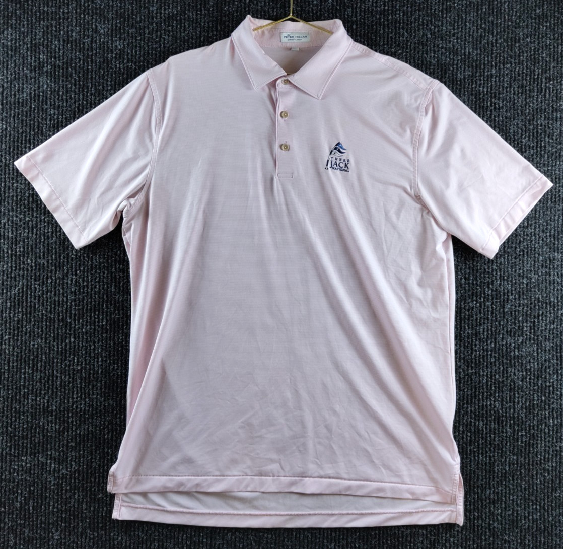 Peter Millar Summer Comfort Three Jack National Polo Pink Stripe Size L-M0037