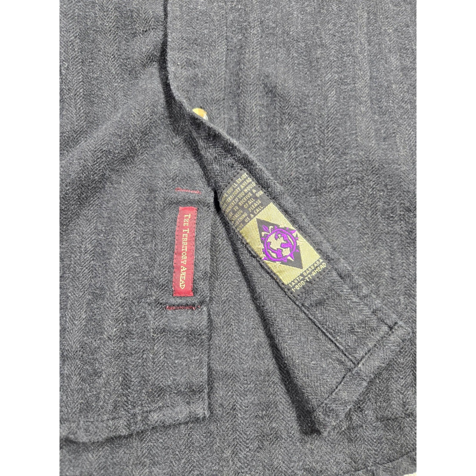The Territory Ahead Mens Medium Grey Herringbone Southwestern Flannel Shirt M