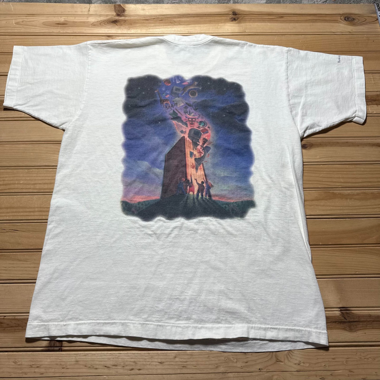 Vintage 90s Rigby Interactive Library Obelisk Digital Art T-Shirt USA – Size XL