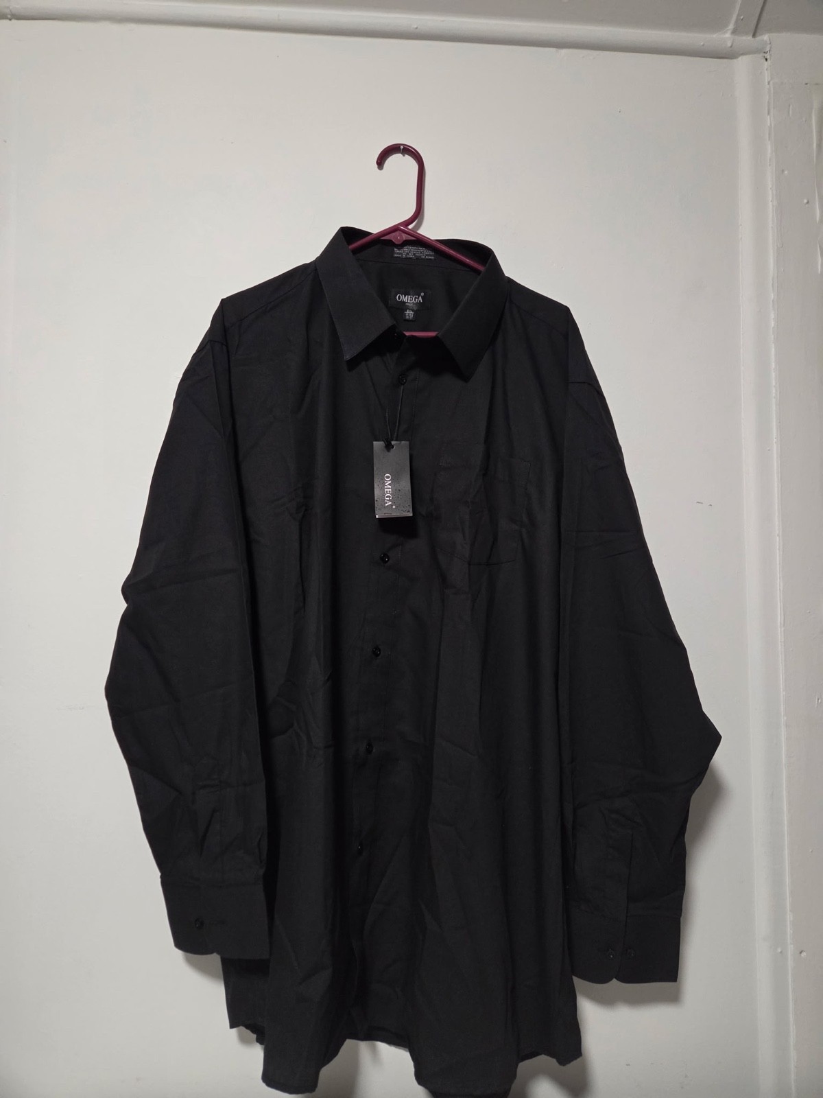 Omega Italy Mens Dress Shirt 3XL 19-191/2, 36/37 Black Longsleeve NWT