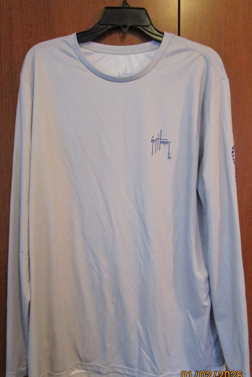 Guy Harvey Long Sleeve Fish Shirt Sz XL 100% Polyester Chest 48 Length 30 in