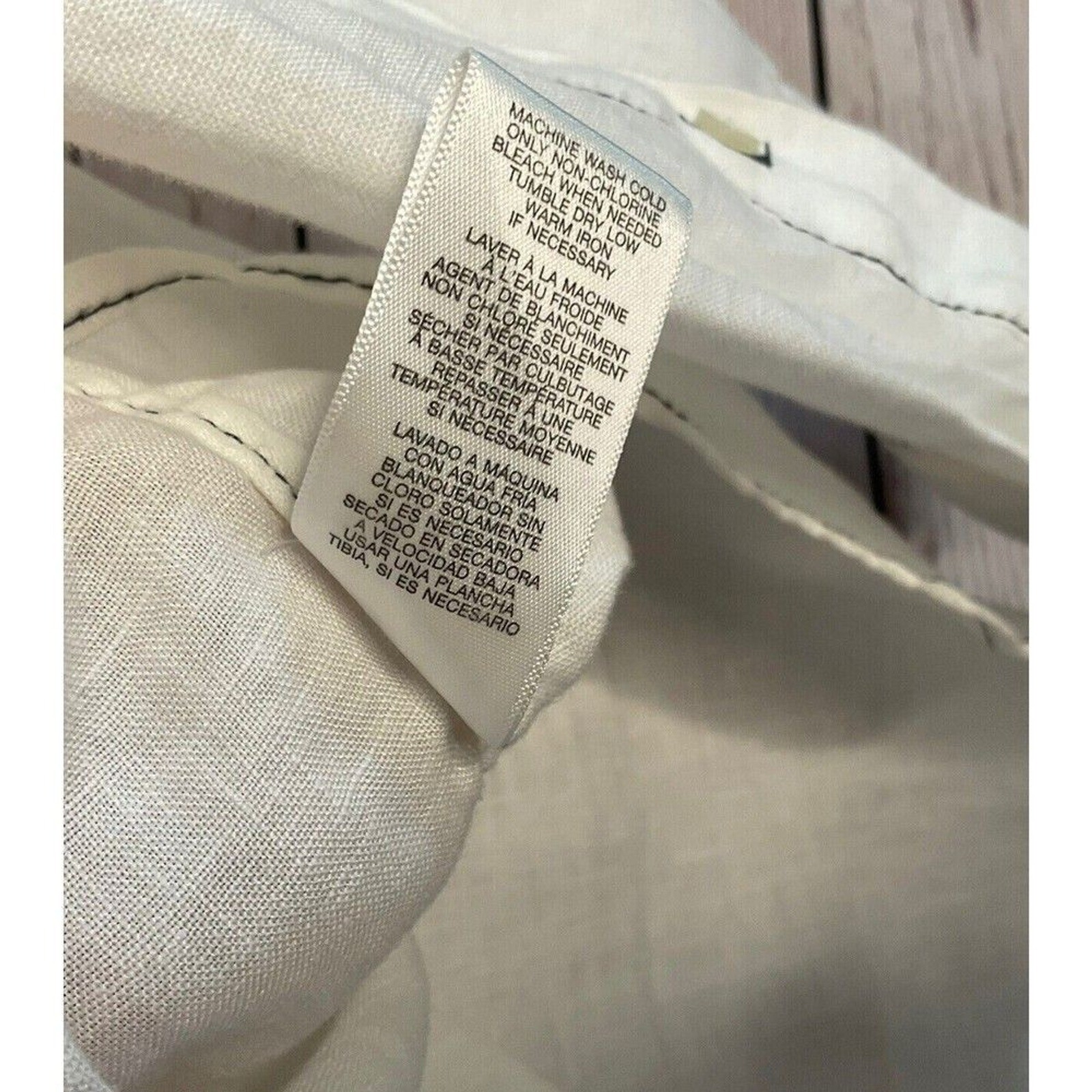 Michael Kors White Long Slv ButtonUp Shirt Men XL China 100% Linen Machine Wash