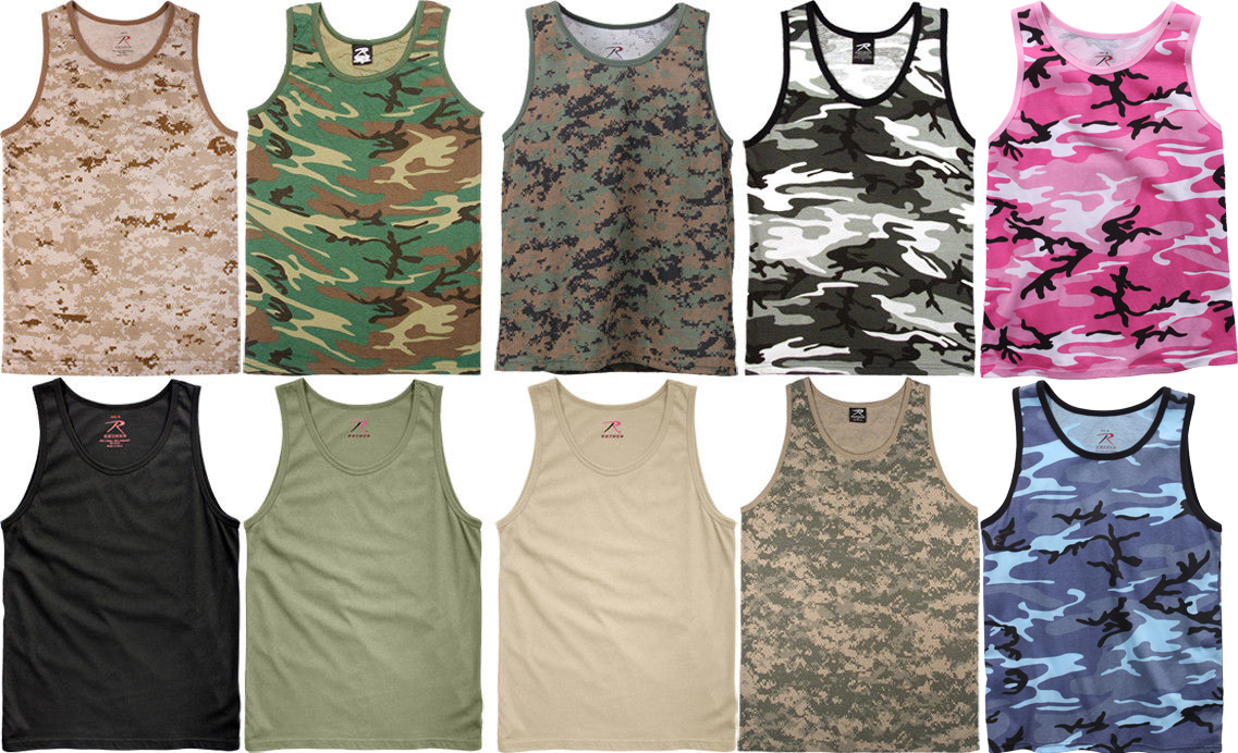 Rothco Camo Tank Top Sleeveless Muscle Tee Tactical Army Military A T-Shirt