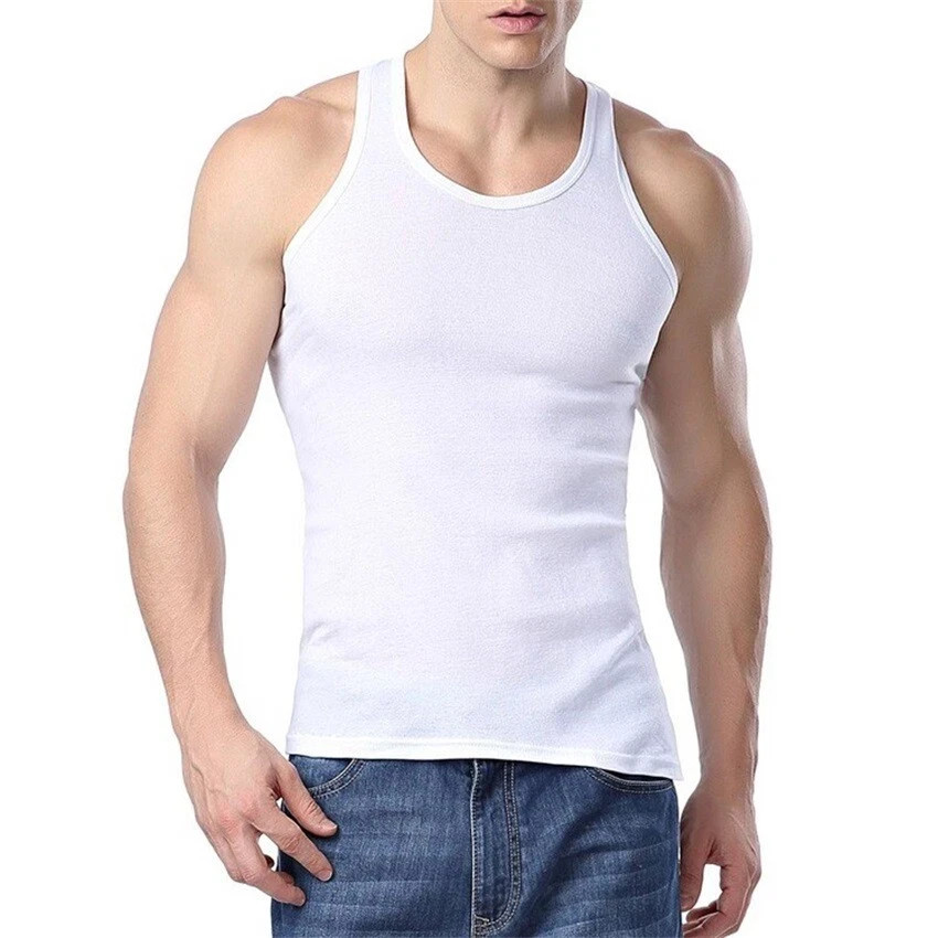 3-1- Pack Men 100% Cotton Tagless Ribbed Tank Top A-Shirt Wife Beater Undershirt