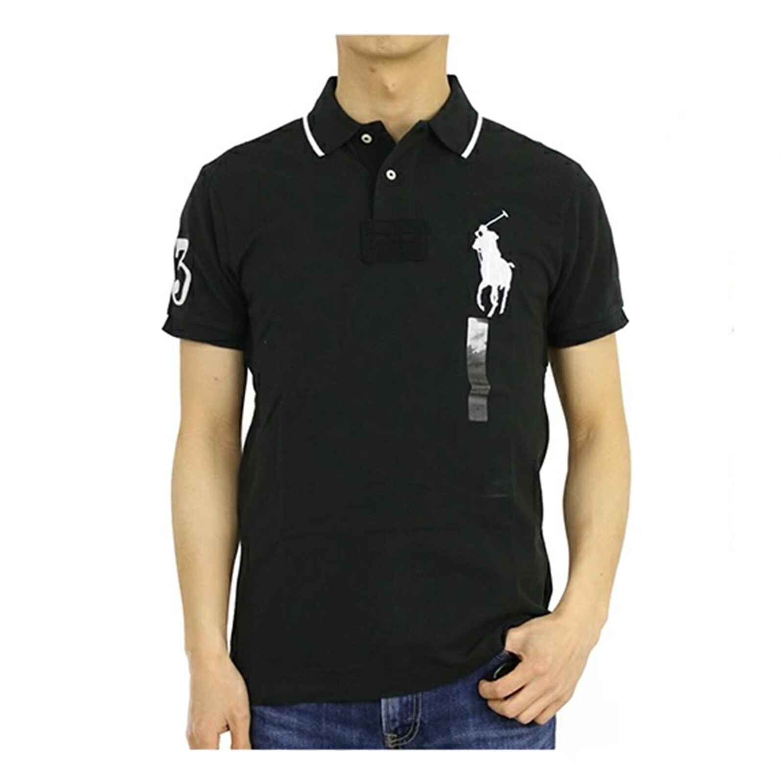 Polo Ralph Lauren Big Pony Short Sleeve Custom Fit Polo Shirt – Solid Black
