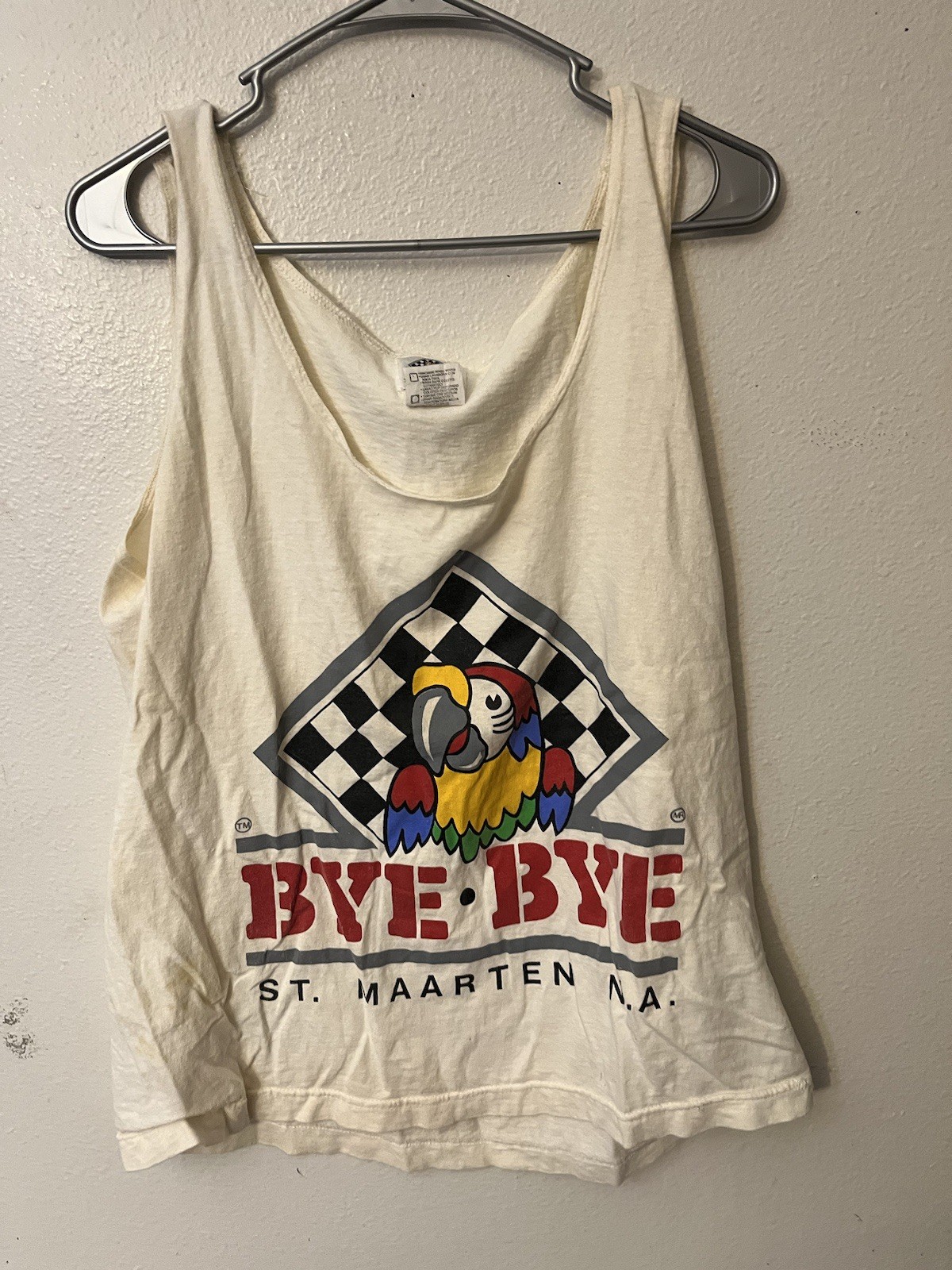 Vintage St. Maarten N.A Bye Bye Tank Top Parrot Graphic Men’s Large 80s 90s