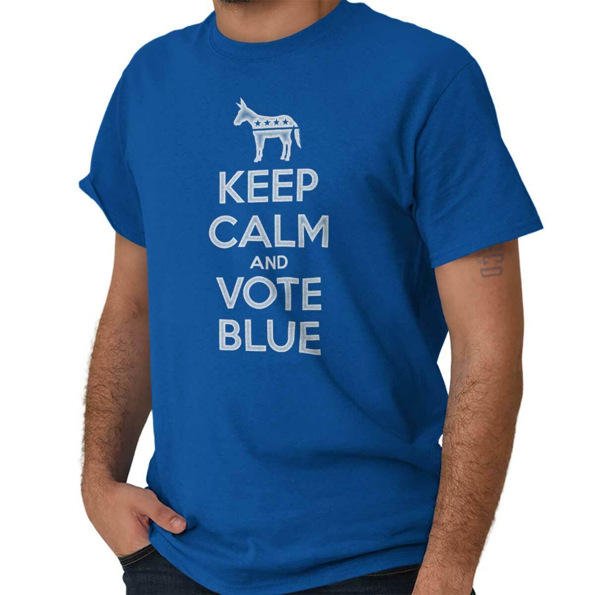 Keep Calm Vote Blue Democrat Political Donkey Left Wing Classic T Shirt Tee