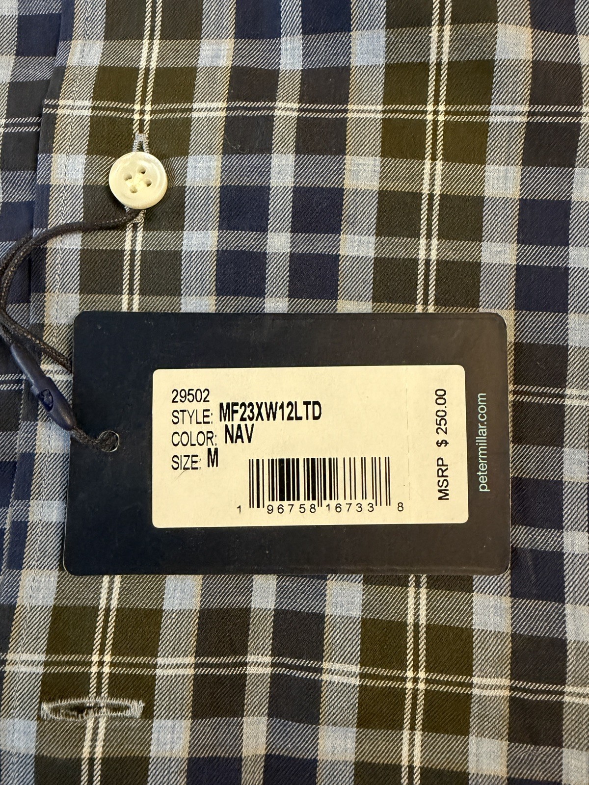 Peter Millar Men’s Navy Lenox Winter Soft Twill Sport Shirt – Size Medium NWT