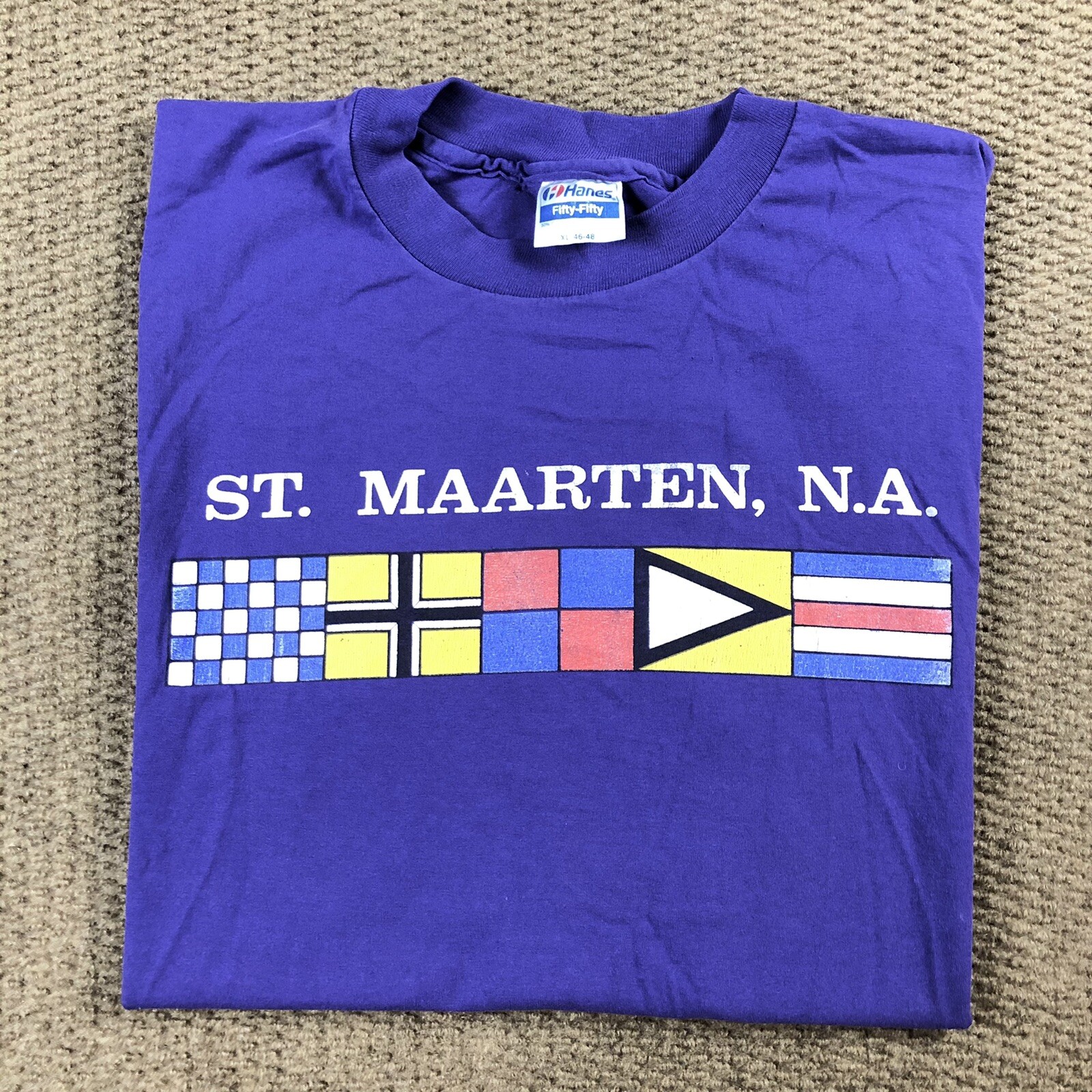 Vintage 80s 90s T Shirt XL Single Stitch St. Maarten N.A. Souvenir Graphic Tee