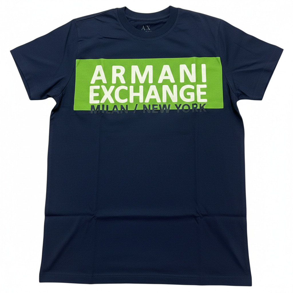 ARMANI EXCHANGE Navy Blue AX-06 Short Sleeve Slim Fit Designer Mens T-shirt NWT