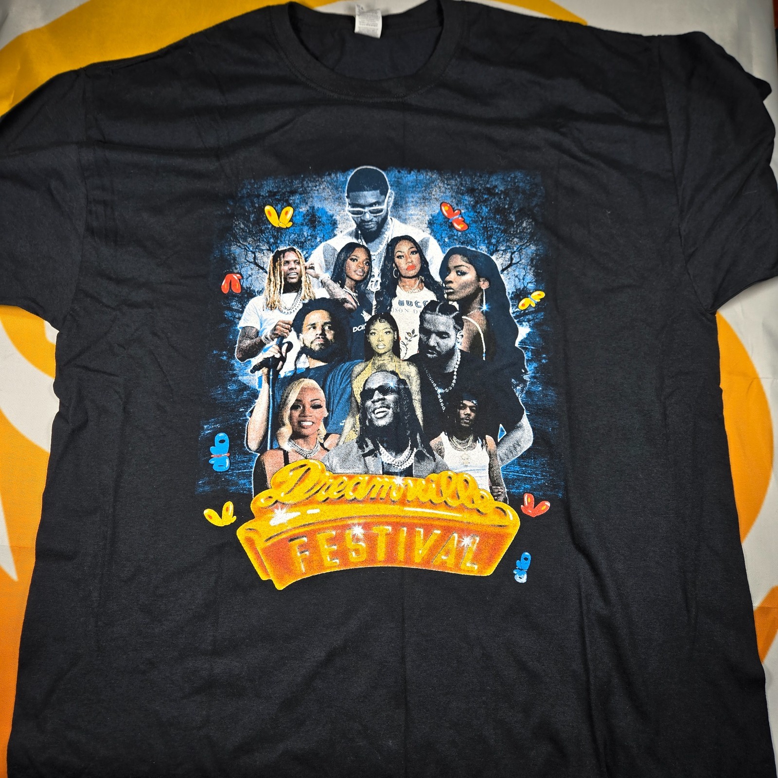 Dreamville Festival 2023 Shirt Black Blue Graphic J Cole Drake Usher NWOT