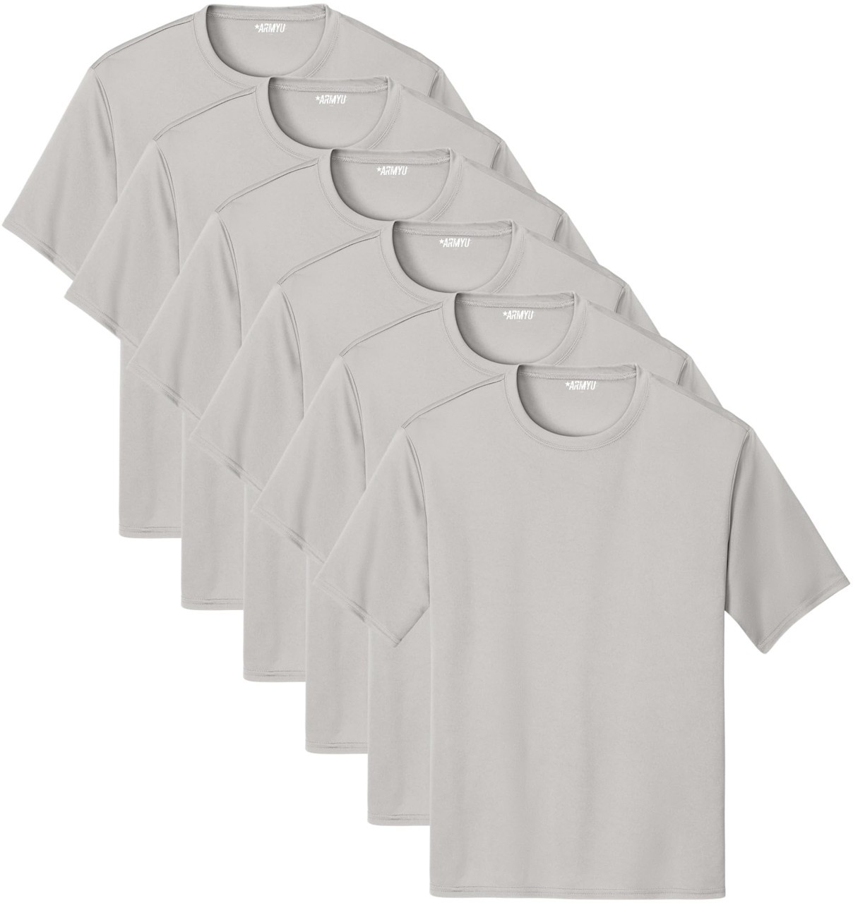 Solid Performance Military T-Shirts 100% Polyester Moisture Wicking Tee, 6-Pack