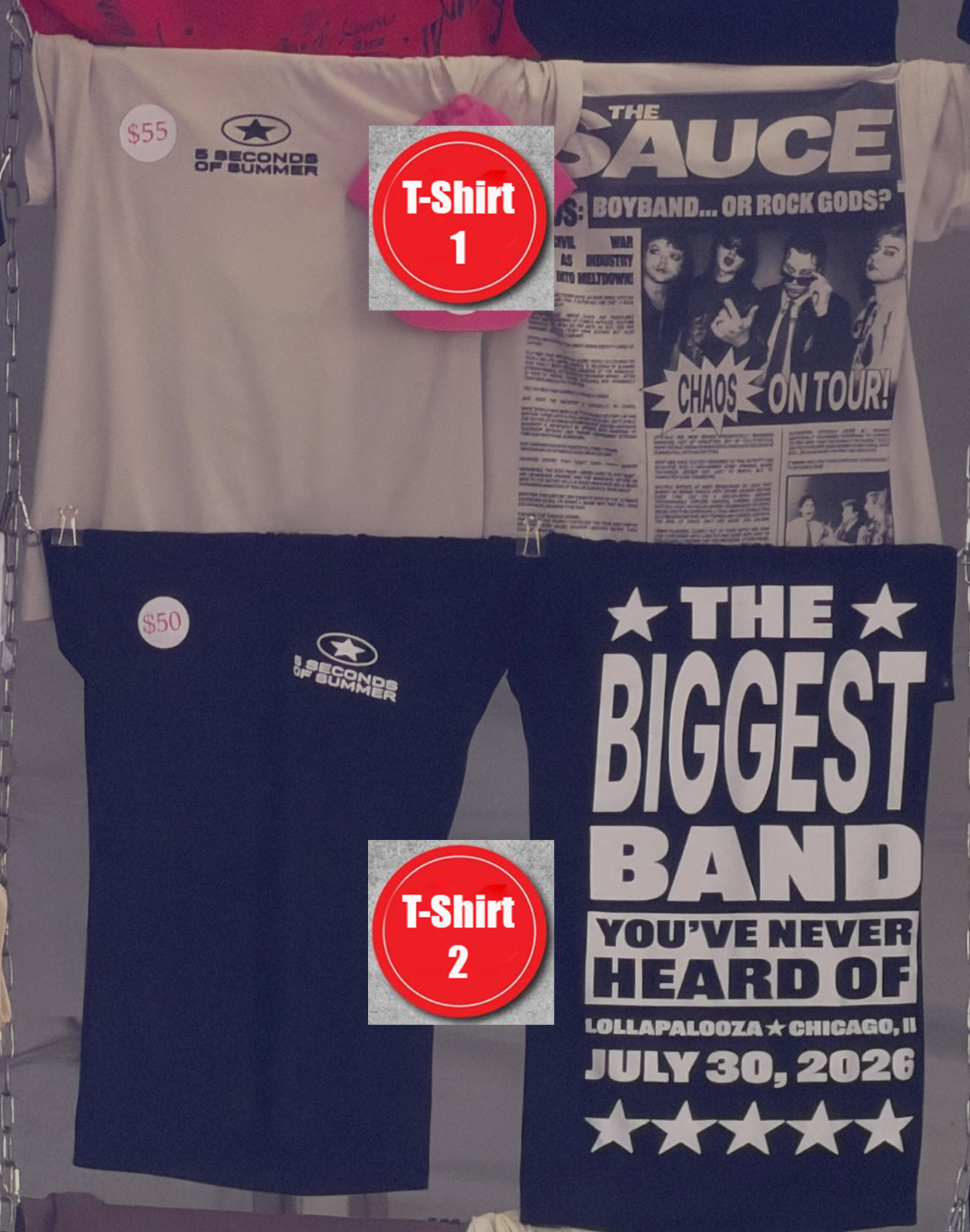 5 Seconds of Summer Lollapalooza Chicago July 30,2026 Merch Tee, T-Shirt Reprint