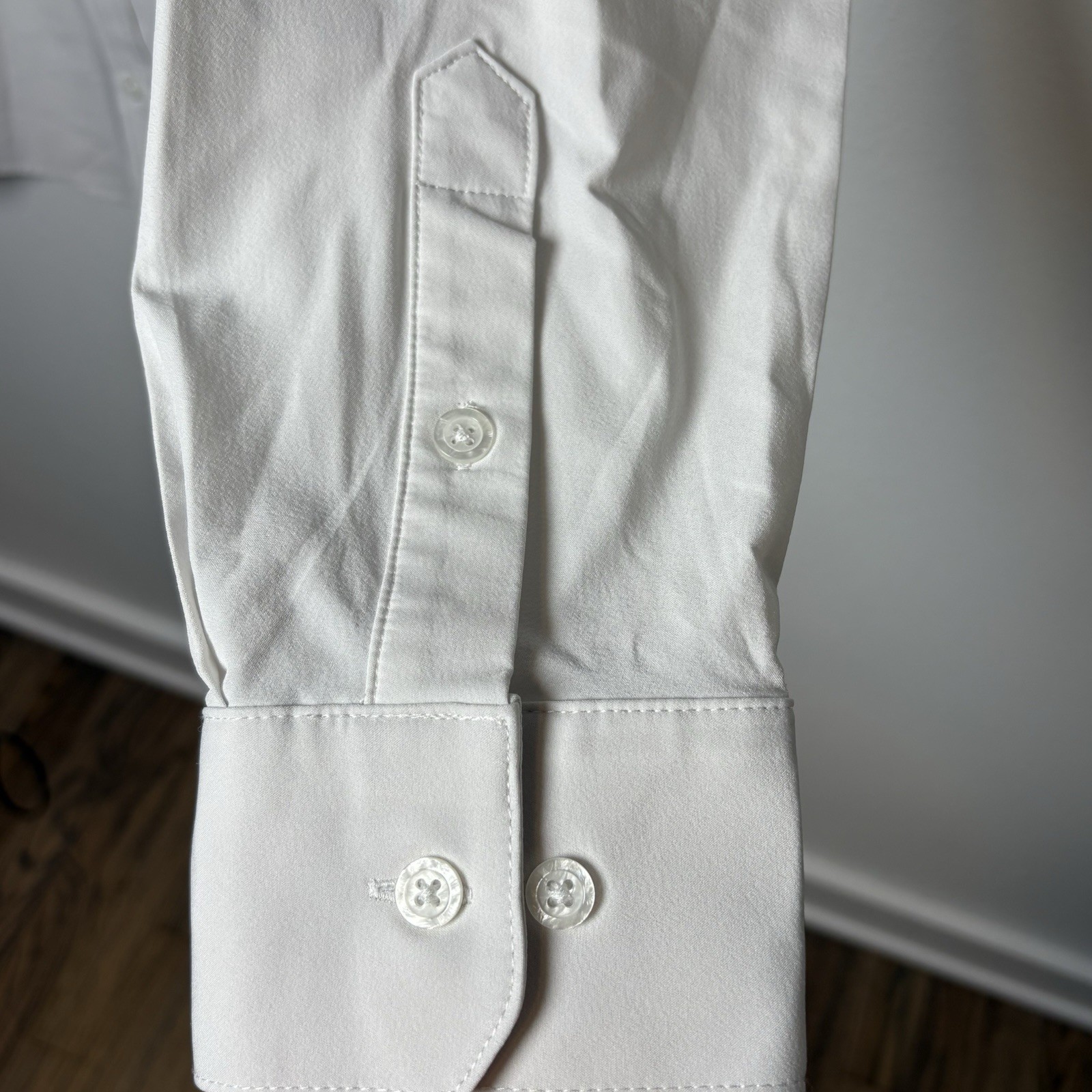Mizzen + Main Blue Label Leeward Solid White Dress Shirt Stretch Mens M Slim Fit
