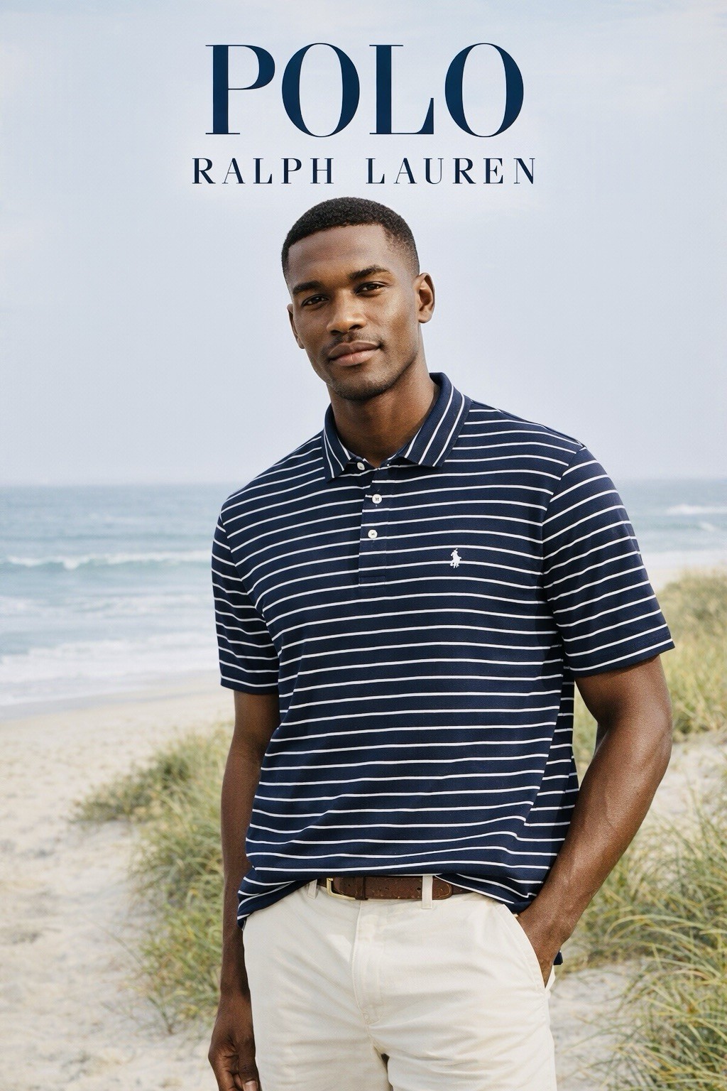 Polo Ralph Lauren Polo Shirt XL Lisle Preppy Blue White Striped Pony Nautical