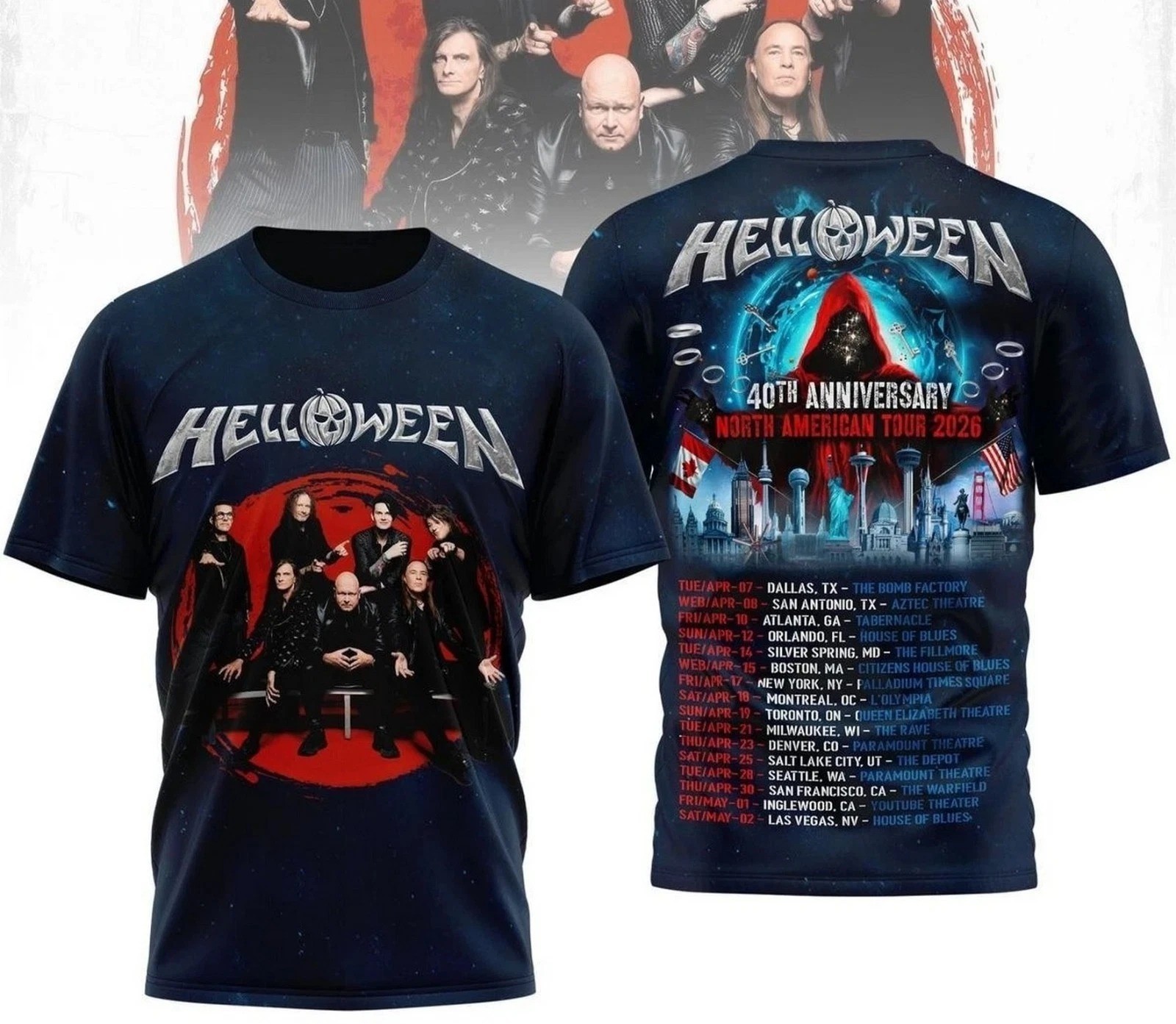 Helloween 40th Anniversary North American Tour 2026 3D US T-Shirt BL2288