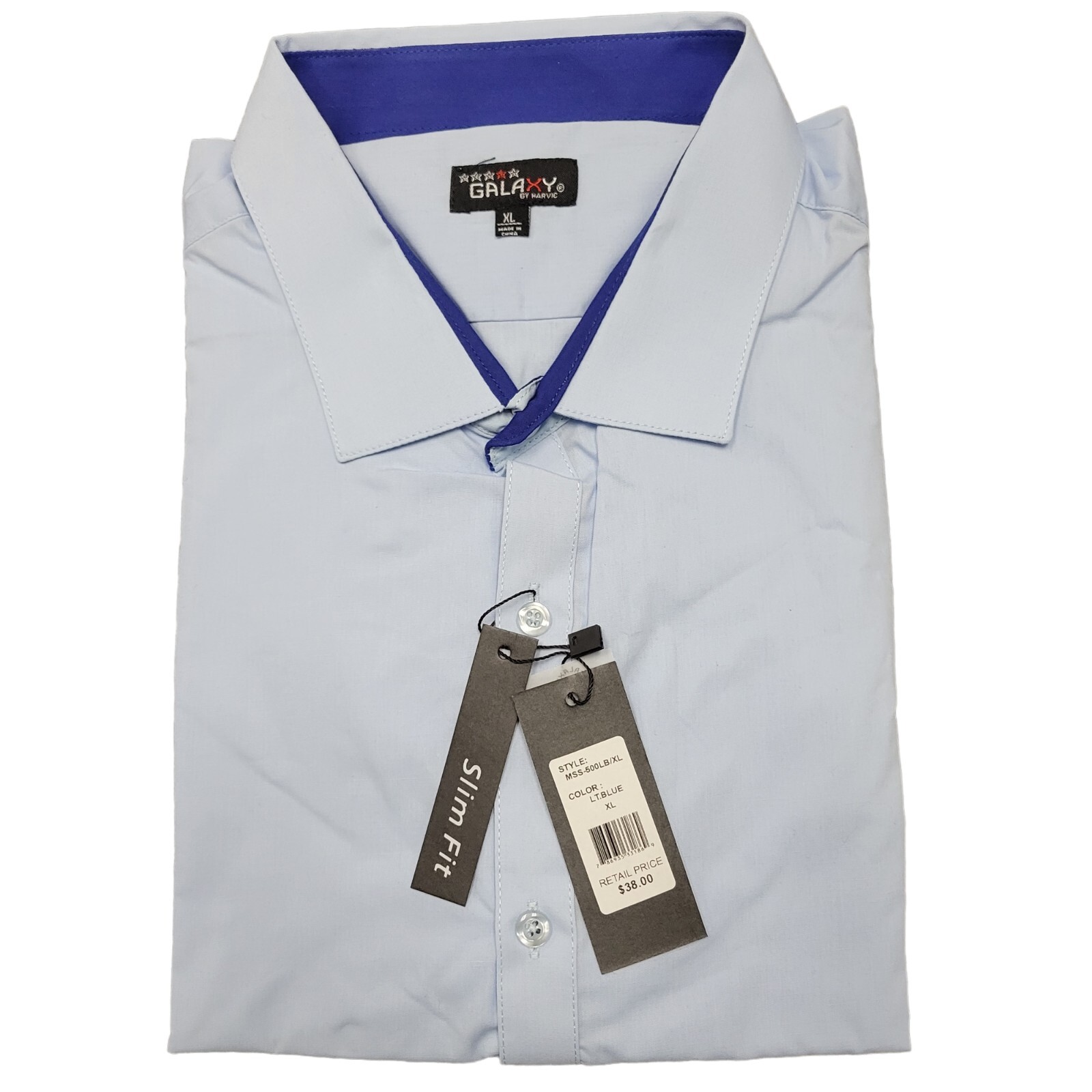 Men’s Galaxy By Harvic Slim Fit Short Sleeve Shirt. Size XL NWT $38