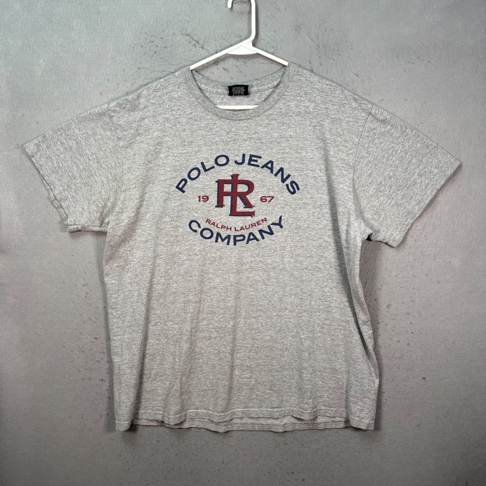Polo Jeans Co. Ralph Lauren Mens Size XL Gray Graphic T Shirt Cotton Blend