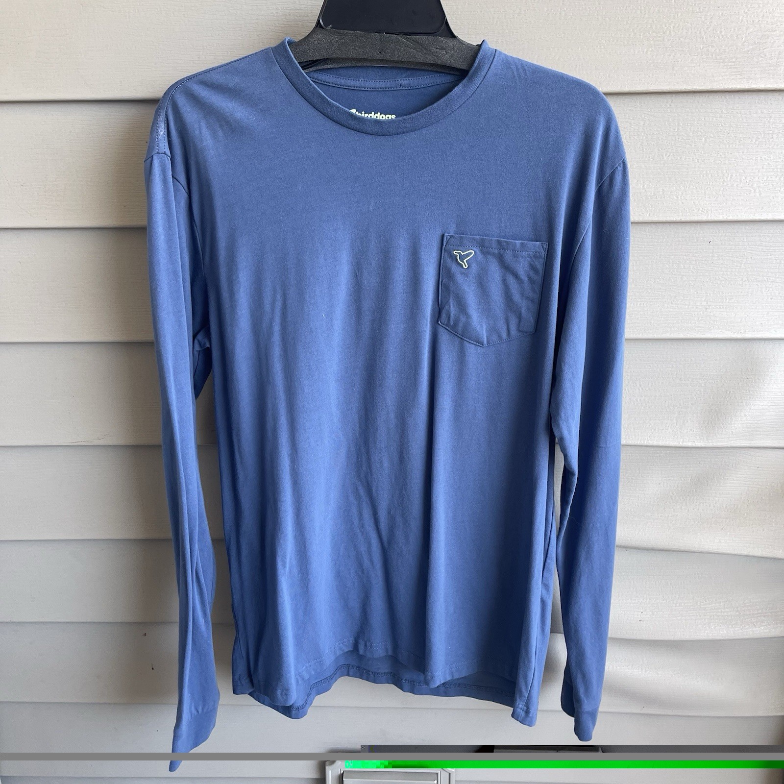 Birddogs Shirt Mens Large Blue Long Sleeve Pocket Logo Cotton Blend Crewneck