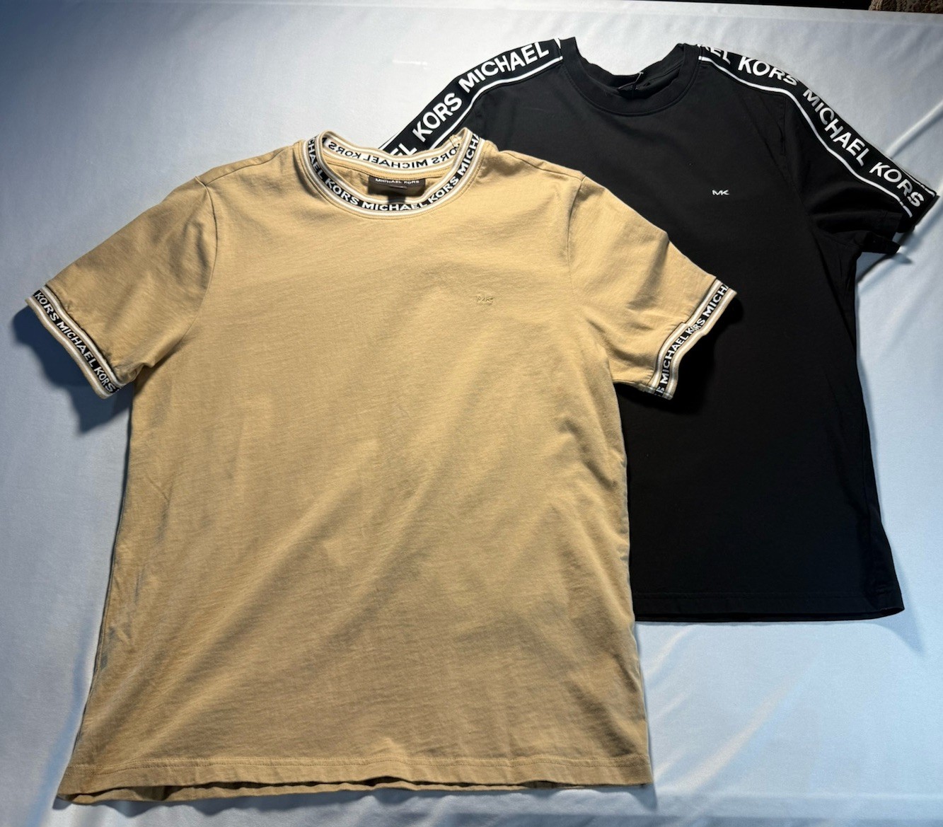 Michael Kors Men’s Short Sleeve Tees Lot of 2 (1 Black, 1 Beige) Size M
