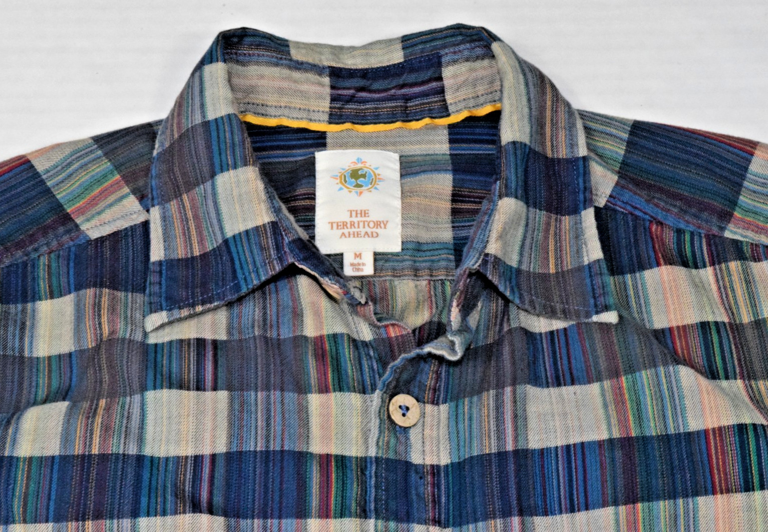 Mens Territory Ahead Shirt Size M Multi-Tonal Plaid Cotton Button Front