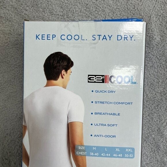 NEW 32 Degrees Cool Men’s Size M 3-Pack White Crew Neck T-Shirts