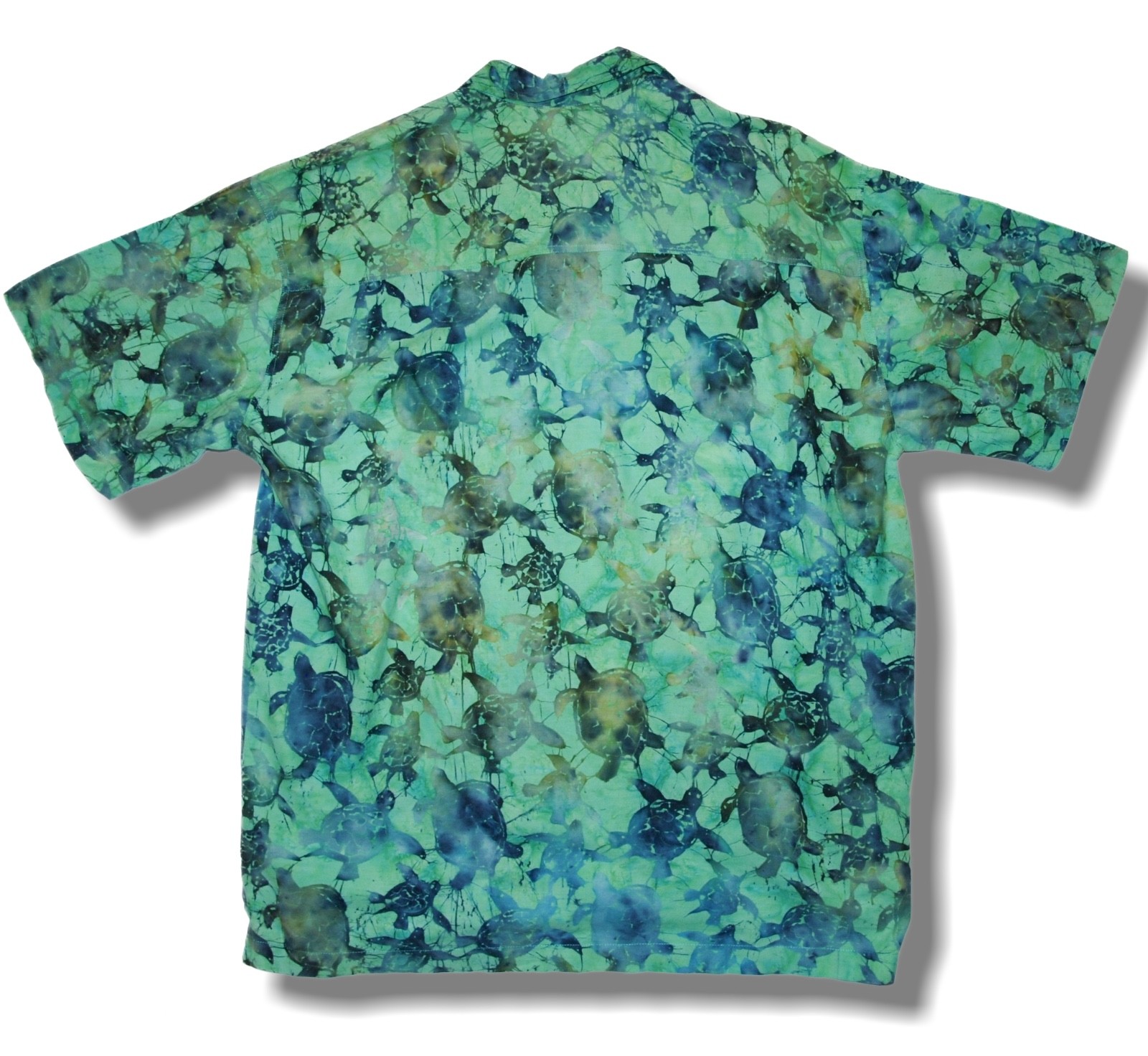 Rum Reggae Men’s 1X Sea Turtle Hawaiian Shirt Batik Green Turtles 100% Cotton
