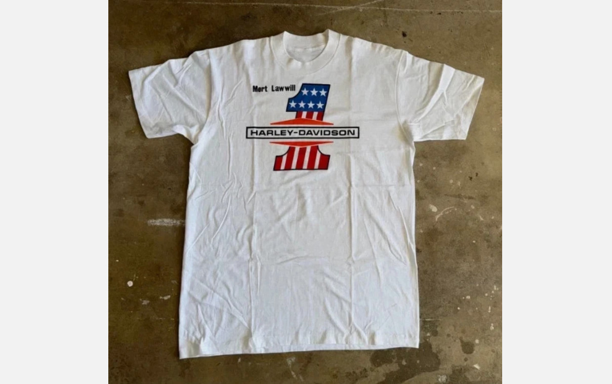 Reprint 60s – 70s VINTAGE MERT LAWWILL HARLEY DAVIDSON #1 T-SHIRT