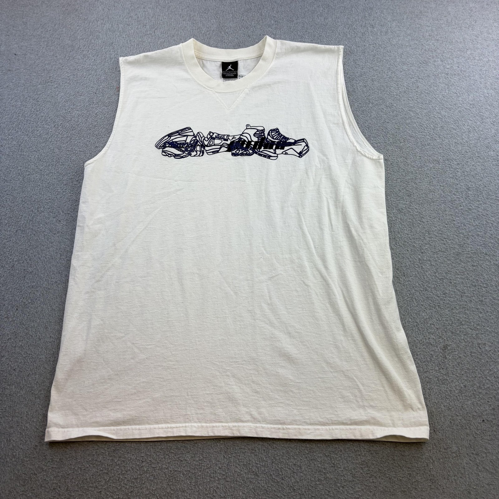Jordan Shirt Mens Large White Sleeveless Sneaker Graphic Muscle Tee Adult