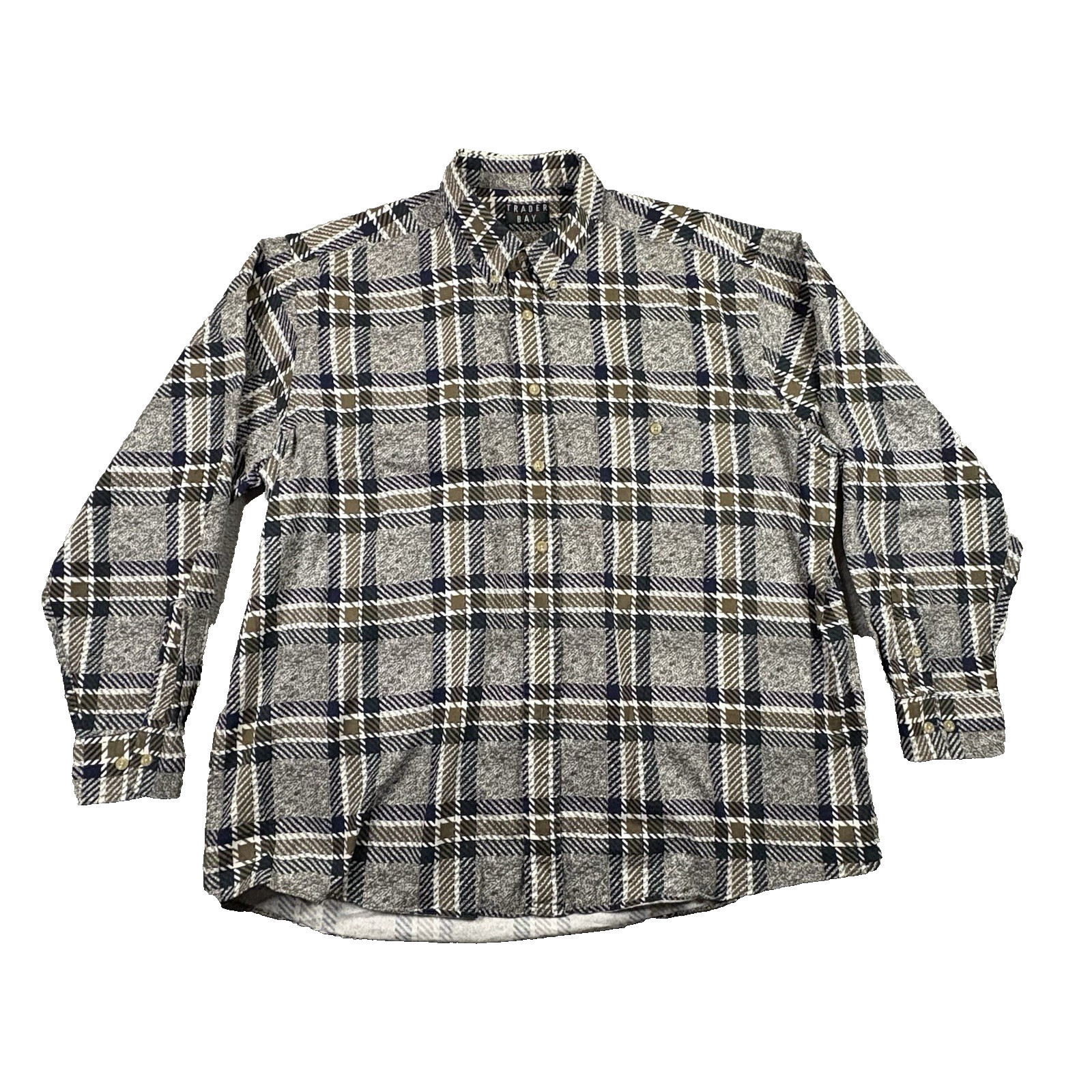 Trader Bay Men’s XL Multicolor Plaid Button Down LS Cotton SEE DESCRIPTION