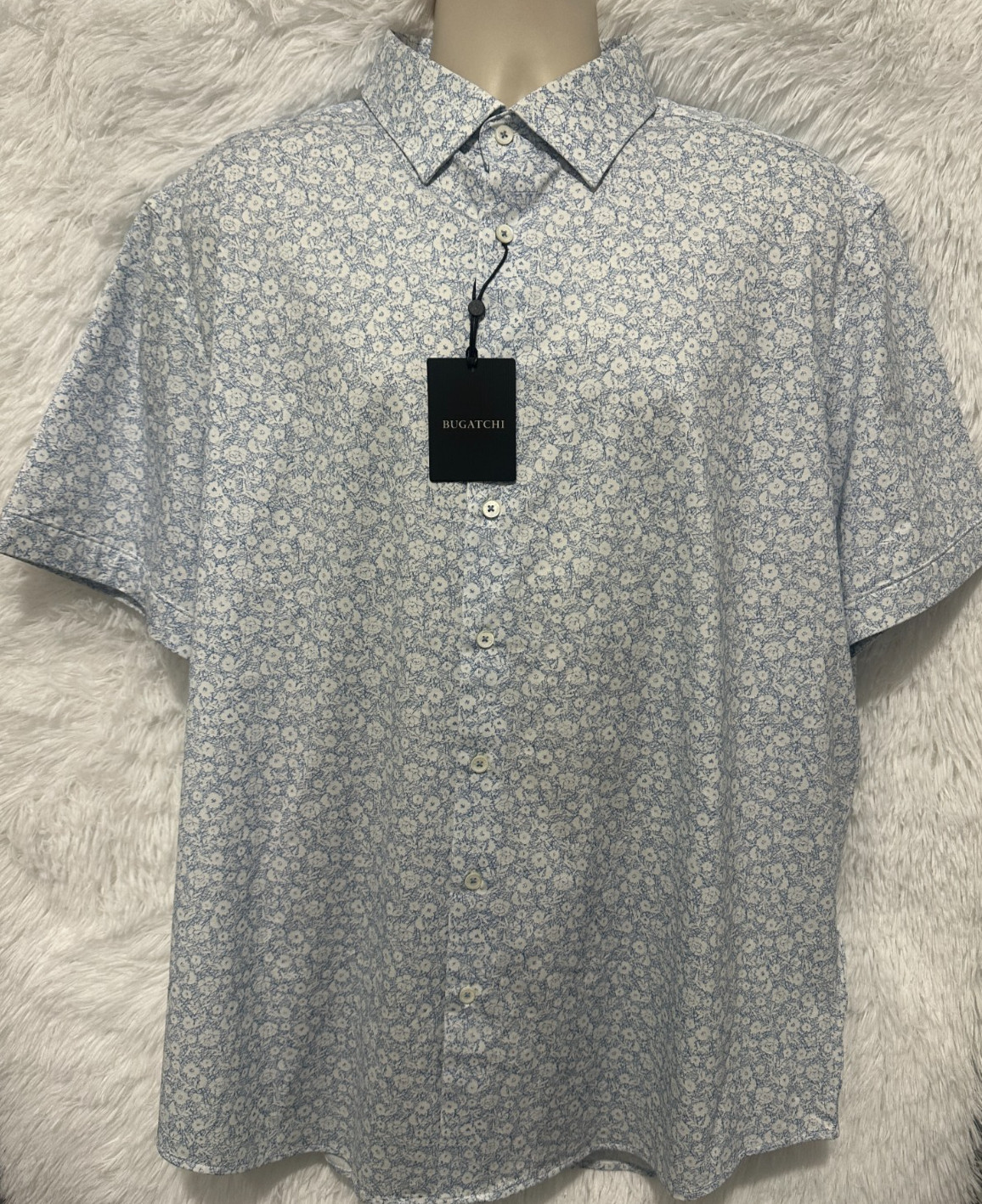 BUGATCHI Men’s Size 3XL Short Sleeve 8-Way Stretch Floral Print Shirt $179 NWT