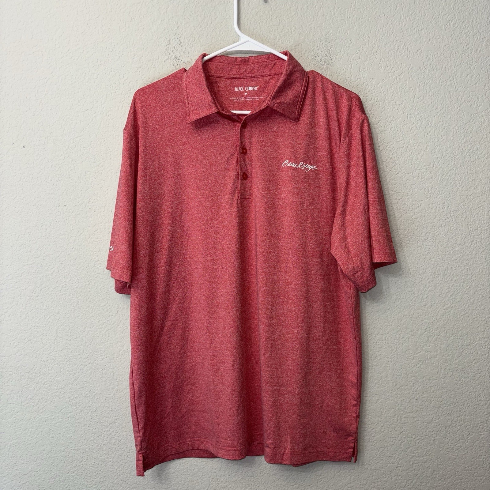 Men’s Black Clover Live Lucky Beau Rivage Casino Golf Polo Red Size Medium M