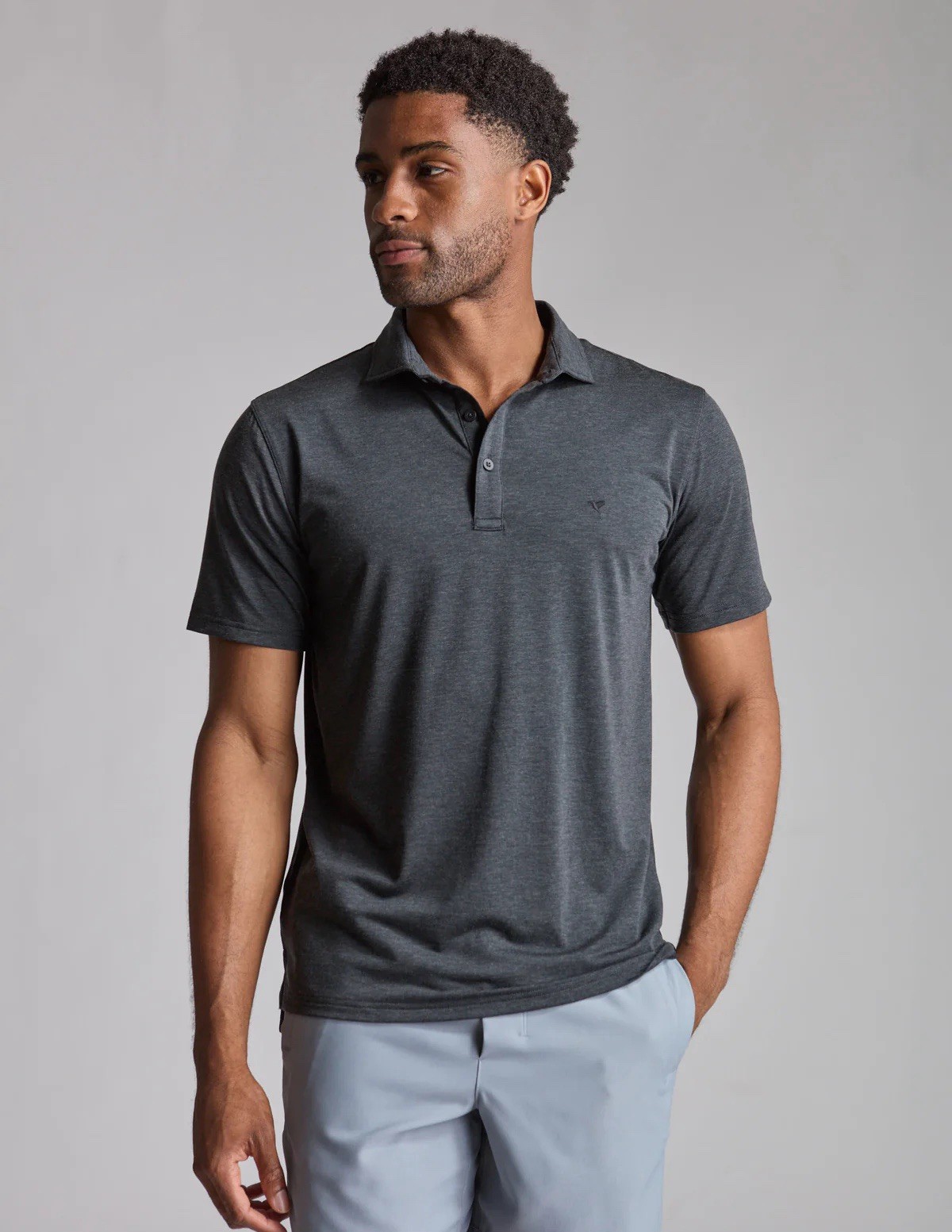 Birddogs No Sweat Polo Shirt Size Medium Stretch $99 MSRP Black Heather