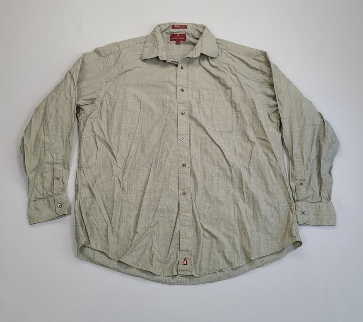 Nordstrom Shirt Mens 17 Brown Button Up Relaxed Classic Comfort Casual Mens