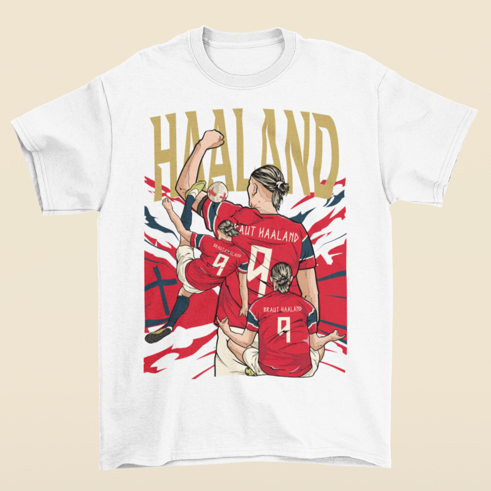Erling Haaland Cartoon Style Football T-Shirt
