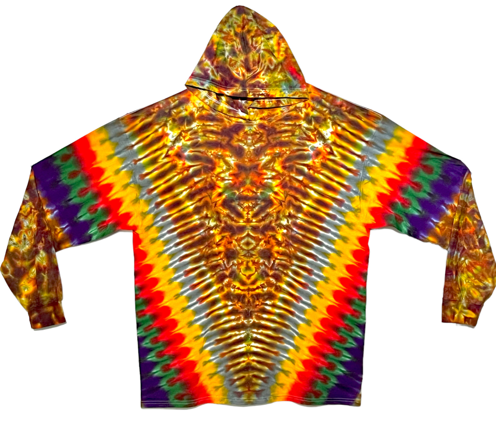 TIE DYE Hoodie Rasta Fall V Blotter Long Sleeve Hooded Shirt Sm Med Lg XL 2X 3X