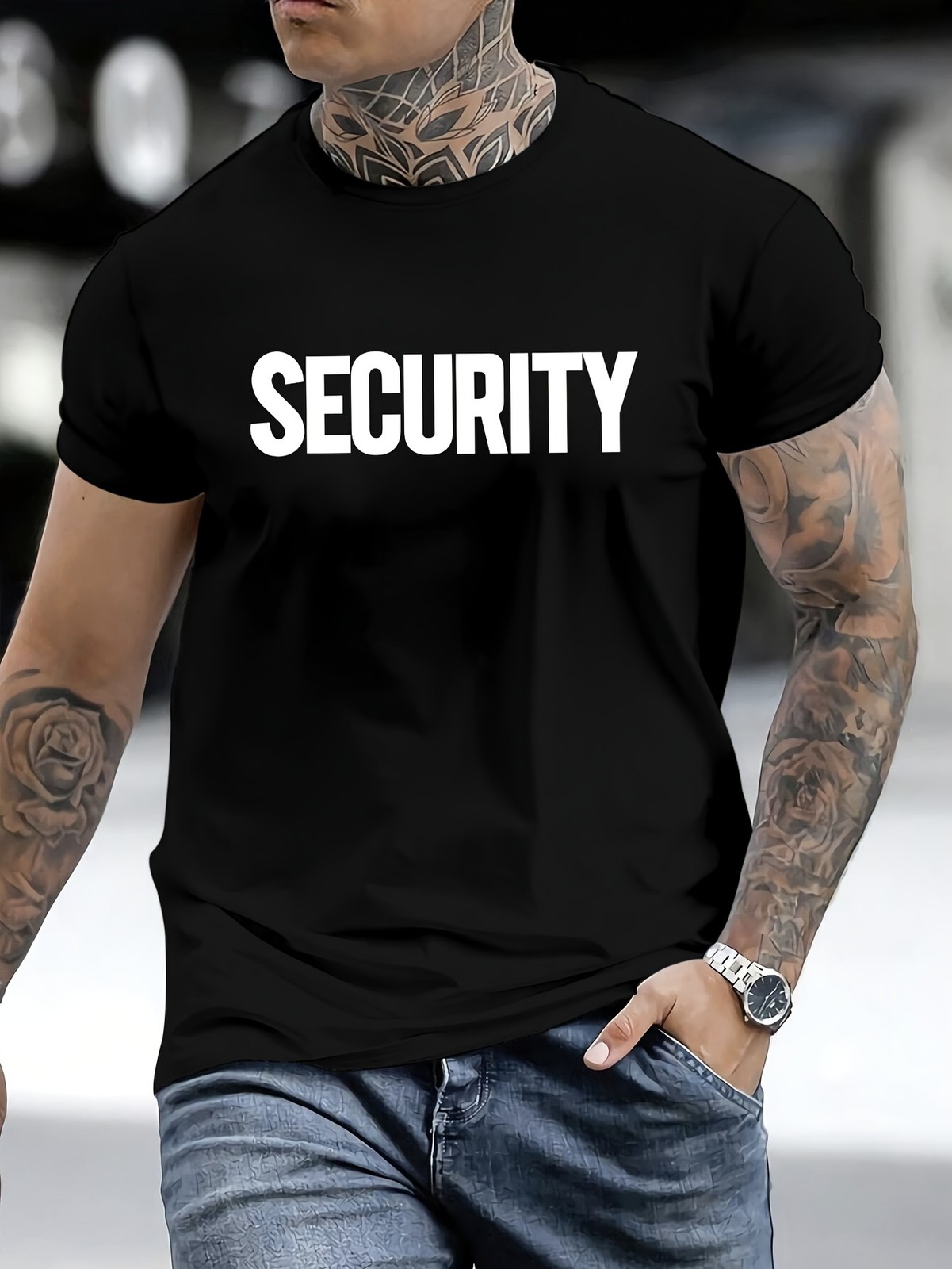 SECURITY T-Shirt Casual Crew Neck Short Sleeve Tee Summer Top