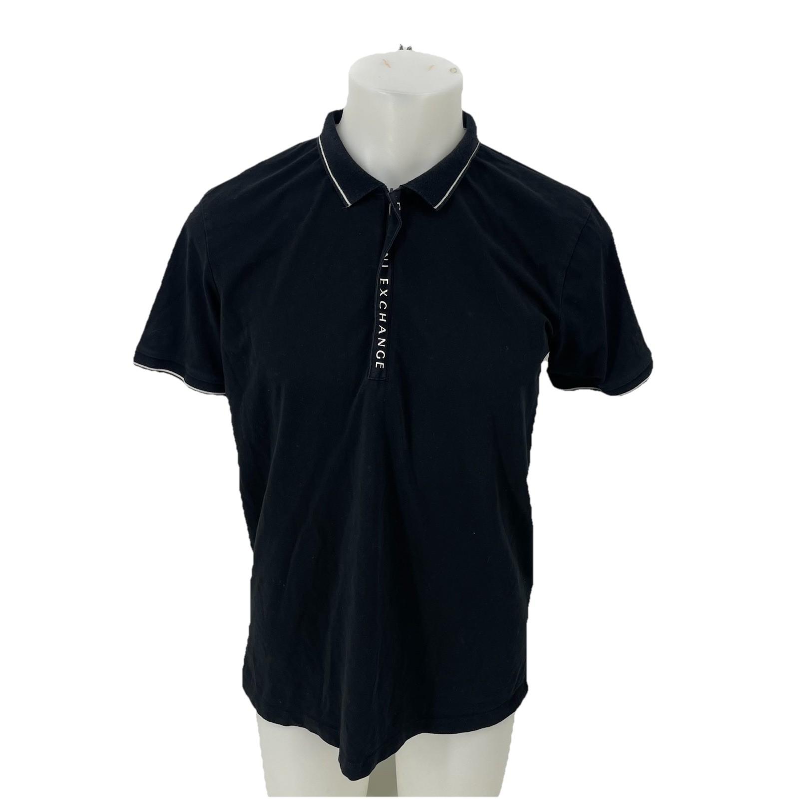 Armani Exchange A/X Black 1/2 Zip Slim Fit Short Sleeve Men’s Polo Sz L 27-27