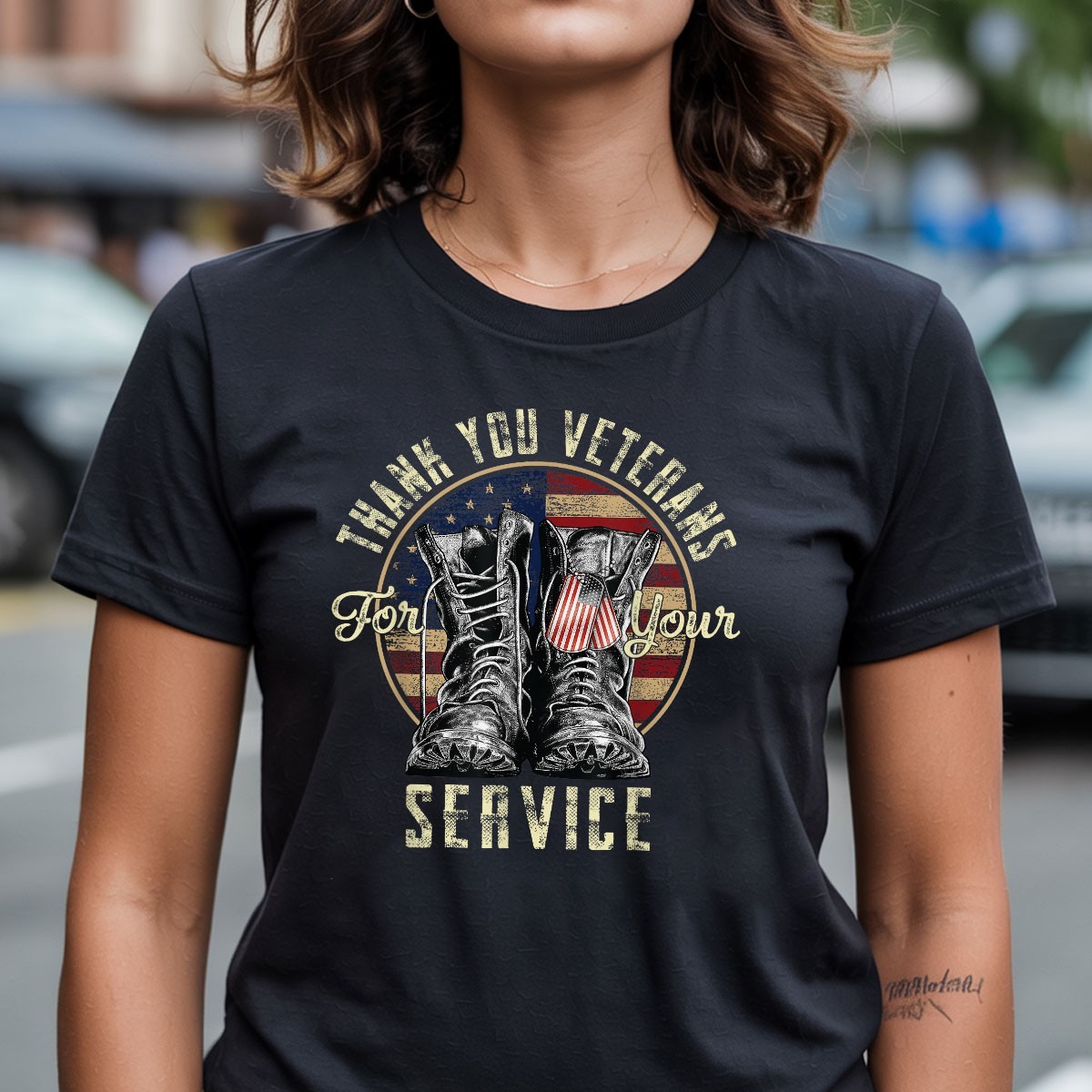 Thank You Veterans For Your Service US Flag Classic Veterans Day T-Shirt Gift