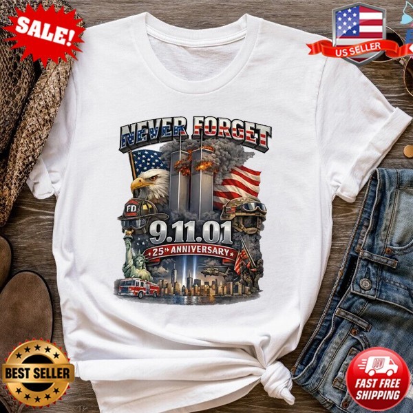 Never Forget 9/11 Anniversary T-Shirt, Patriotic American Flag T-Shirt S-3XL