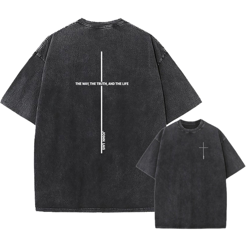 100% Cotton Oversized T-Shirt, Scripture Cross Vintage Streetwear Unisex Tee