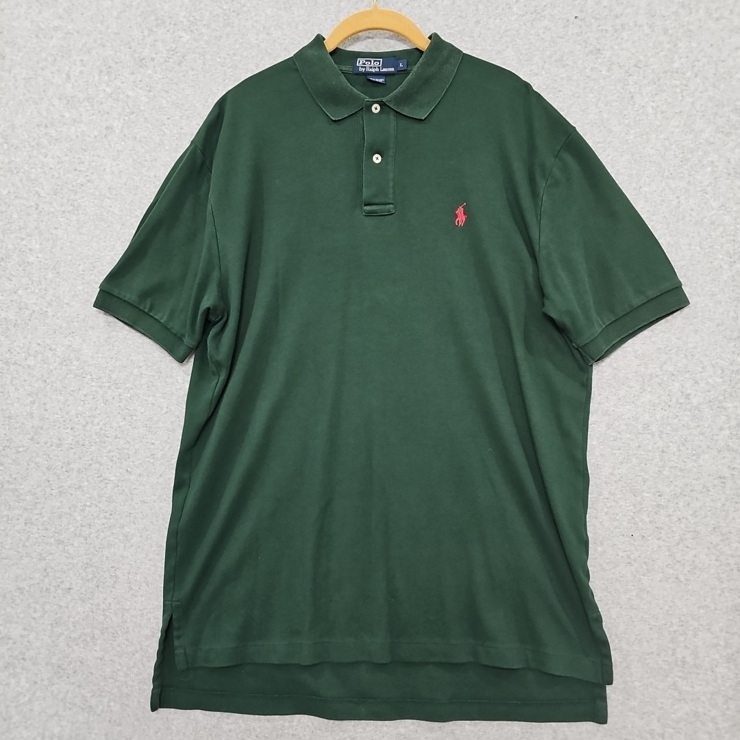 Polo Ralph Lauren Shirt Cotton Polo Size Mens L Dk Green Red Pony Y2k Soft Feel
