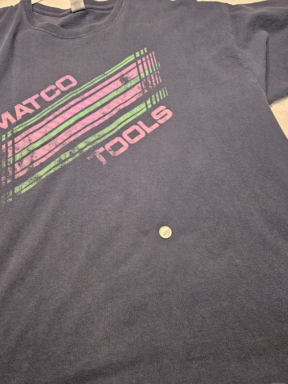 Matco Tools Navy Blue Graphic T-Shirt 2XL Pink Green Eagle Logo Double Sided